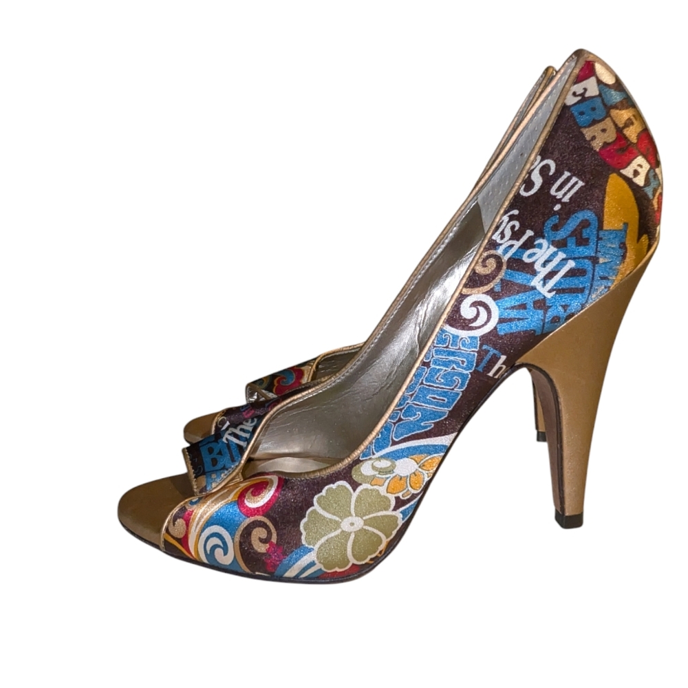 Carlos Santana Pounce Gold-tone Women's High Heel Shoe Size 7M Open Toe